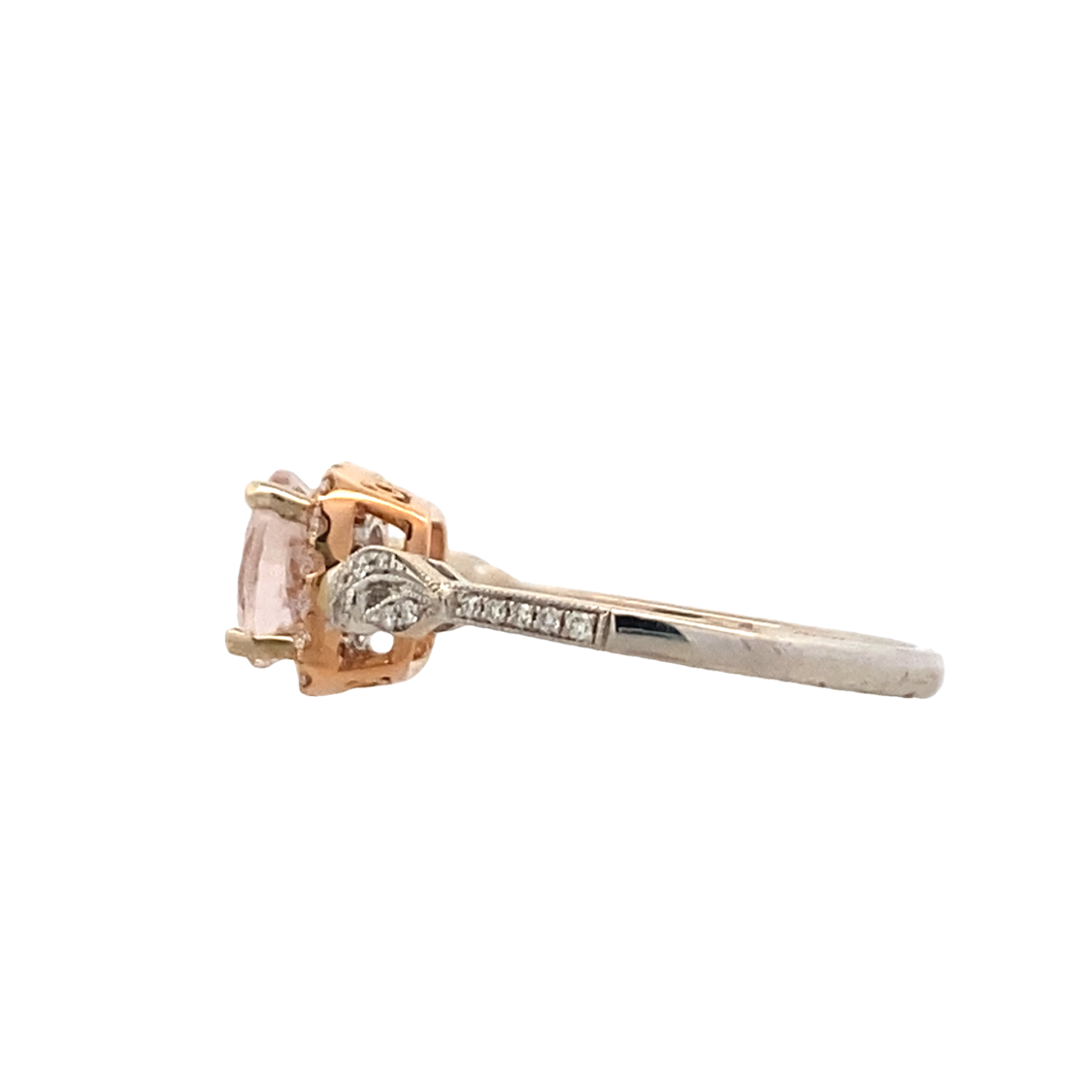 Morganite & Diamond Halo Style Ring in Two-Tone Gold by Simon G