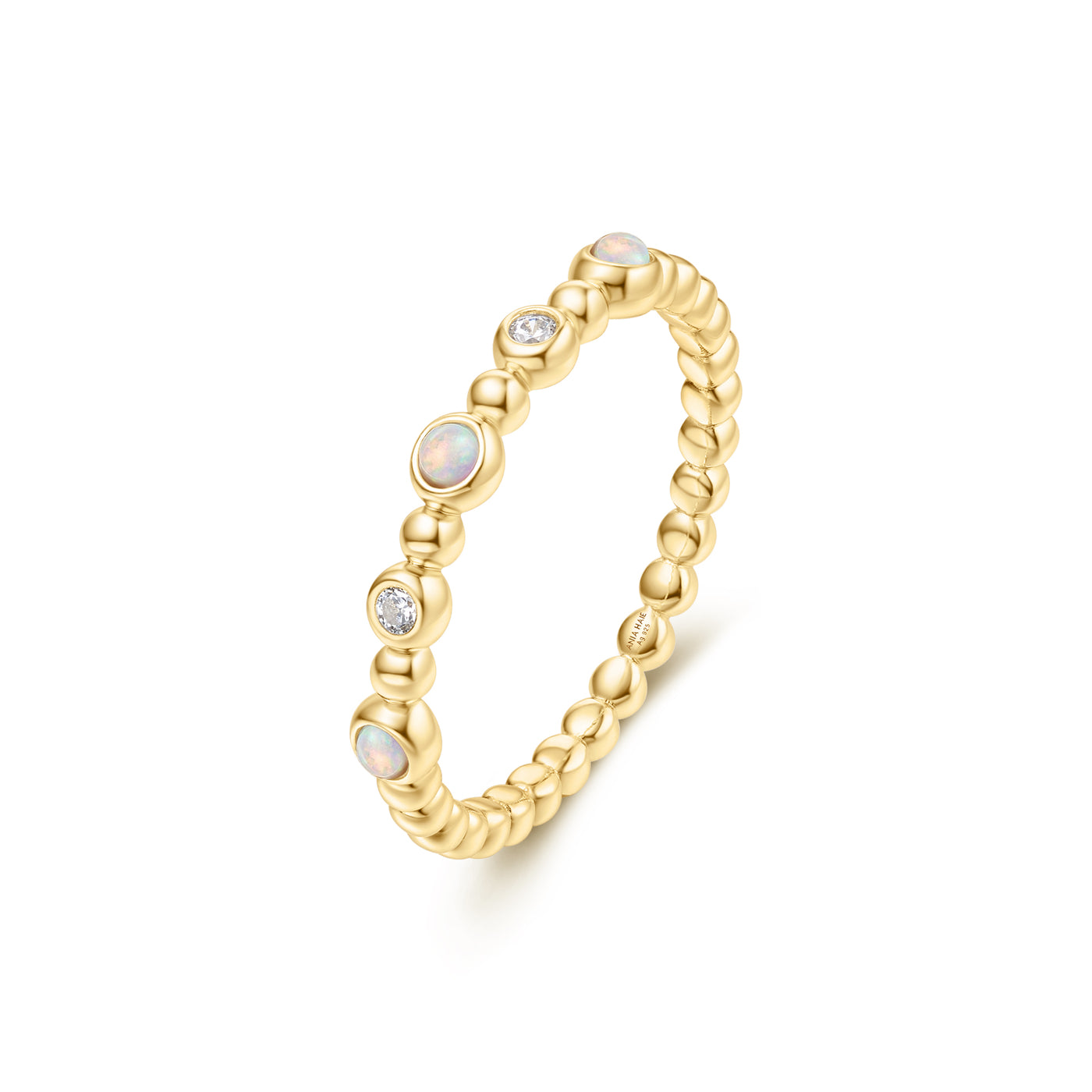 Kyoto Opal Beaded Ring in Yellow Gold by Ania Haie