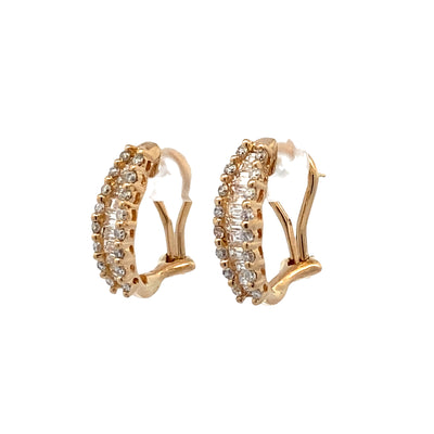 ESTATE Diamond Baguette and Round Diamond Earrings