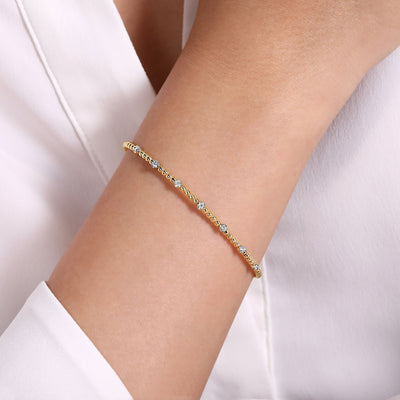 14K Yellow Gold Bujukan Diamond Beaded Bangle Bracelet by Gabriel & Co.