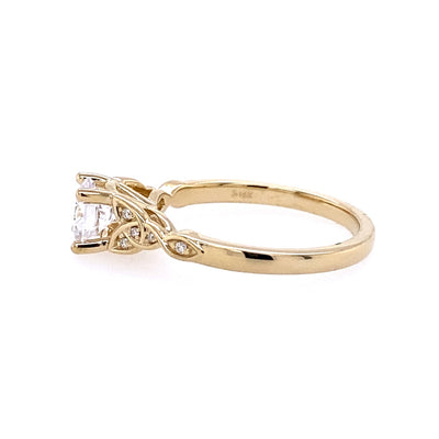 Round Diamond Side Stone Engagement Ring in Yellow Gold