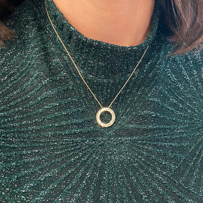 Circle Diamond Station Necklace in Yellow Gold
