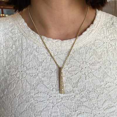 ESTATE Diamond Ladder Pendant in Yellow Gold