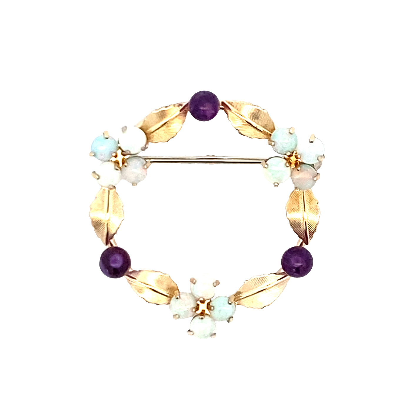 ESTATE Krementz  Opal and Amethyst Pin in Yellowo GOld