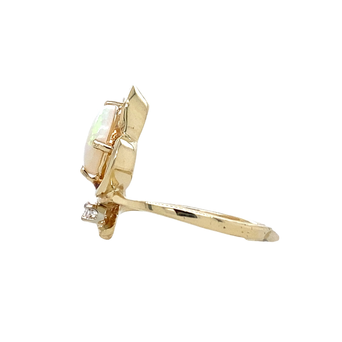 ESTATE Opal and Diamond Ring in Yellow Gold