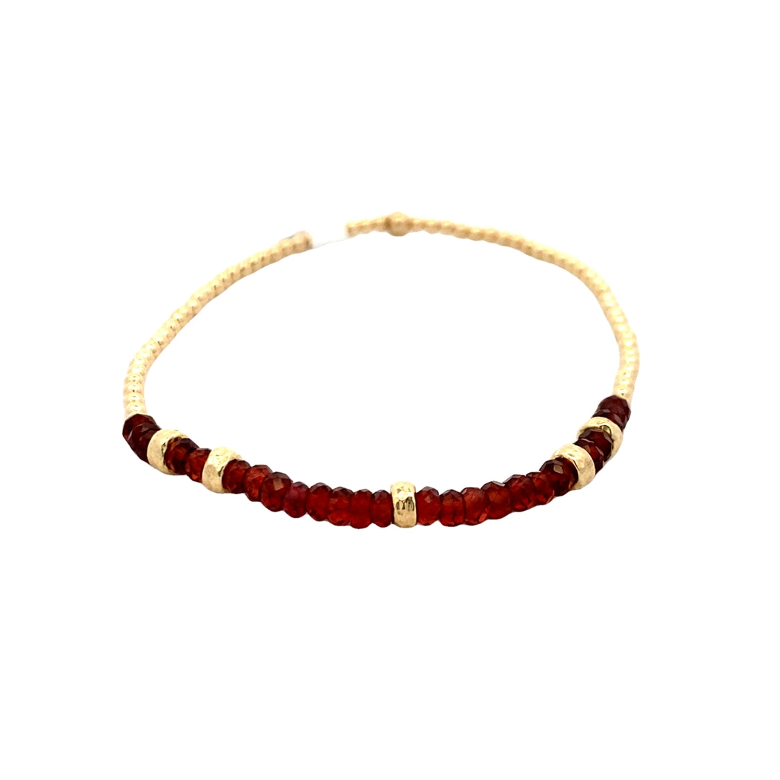 2MM Garnet Bracelet in Silver with Yellow Gold Plating by Karen Lazar
