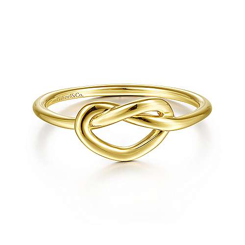 Twisted Heart Pretzel Ring in Yellow Gold by Gabriel & Co.