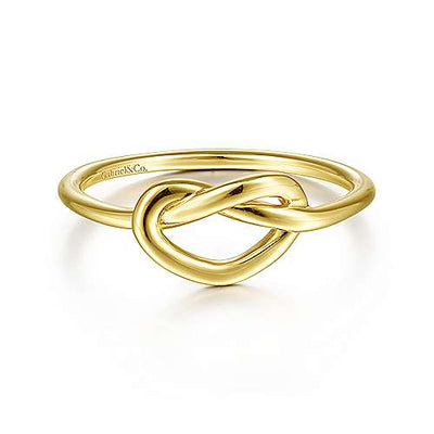 Twisted Heart Pretzel Ring in Yellow Gold by Gabriel & Co.