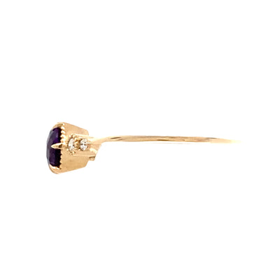 Amethyst  and Diamond Ring in Yellowo Gold