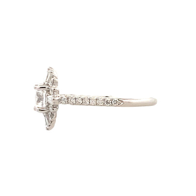 1.5ct Round Engagement Ring with Baguette Halo in White Gold by Fana