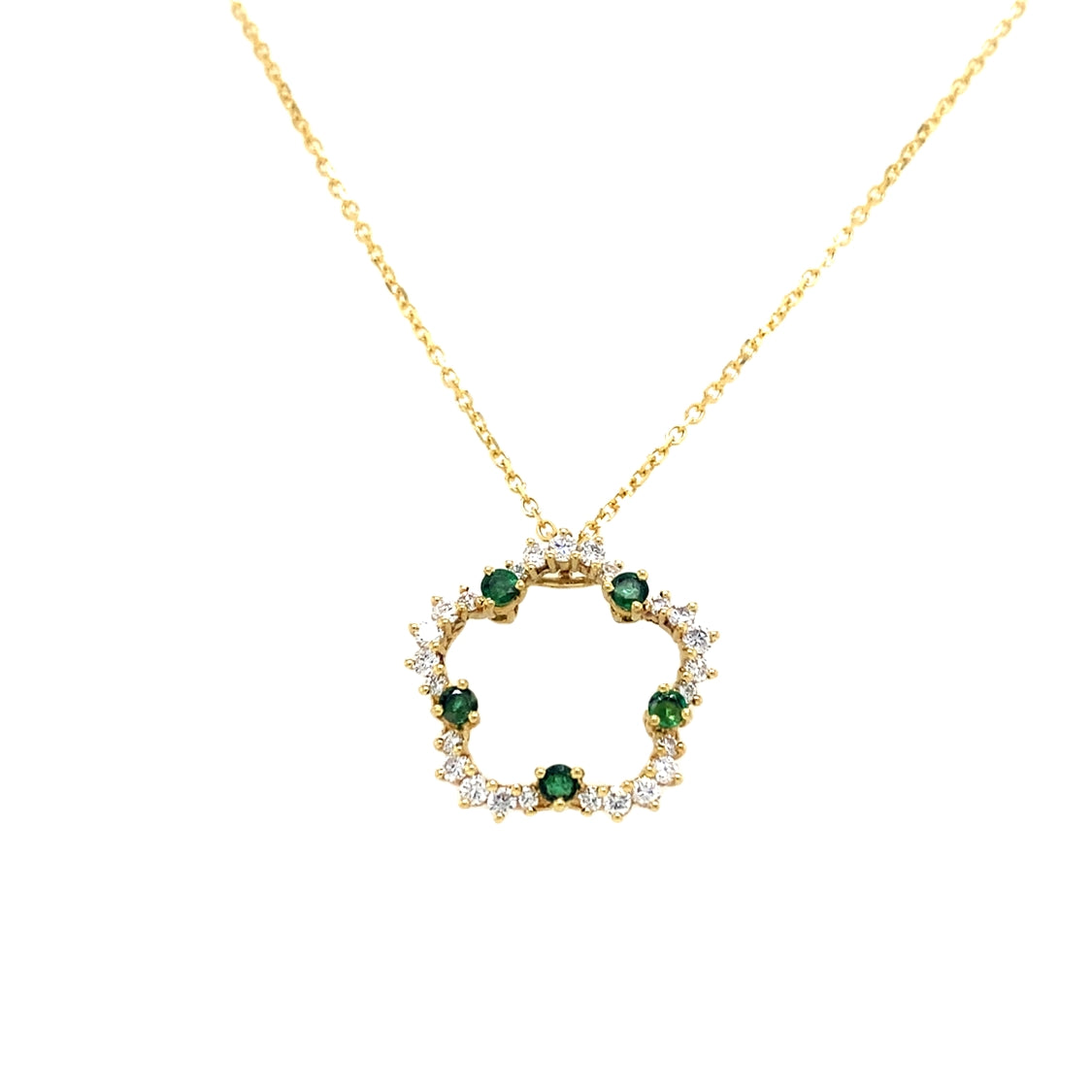 ESTATE Emerald and Diamond Clover Pendant in Yellow Gold
