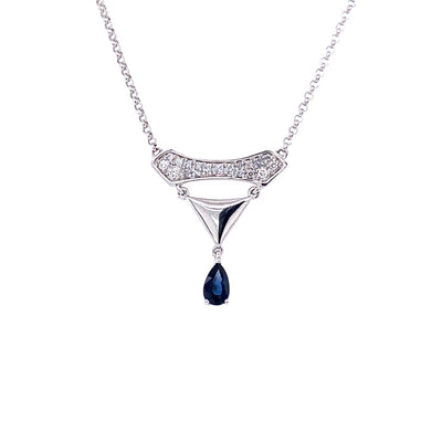 ESTATE 14 Karat Drop Style Sapphire Necklace