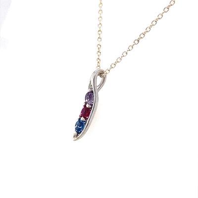 Three Peas in a Pod Birthstone Family Necklace in Silver