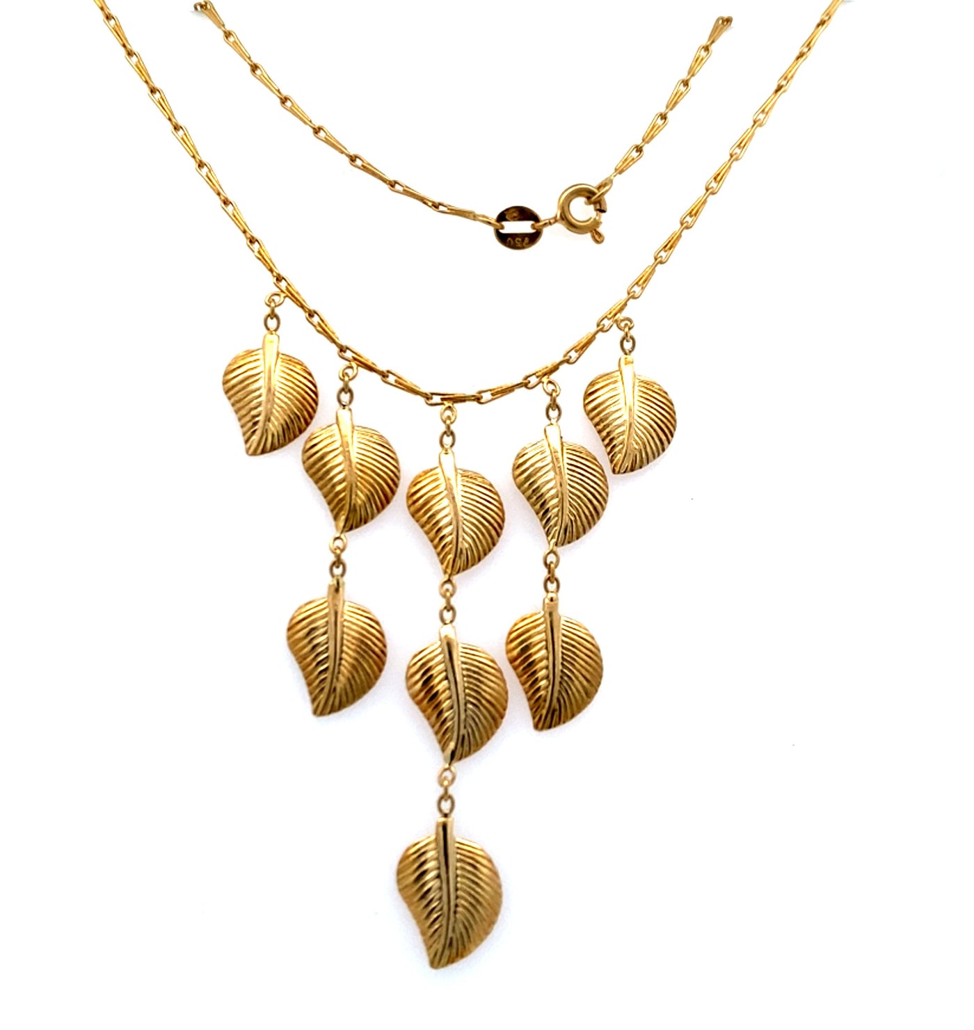 Estate Leaf Motif Necklace in Yellow Gold