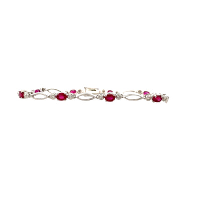 ESTATE Ruby and Diamond Bracelet in White Gold