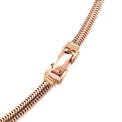 Estate14 Karat Rose Gold Fancy Snake Link Necklace