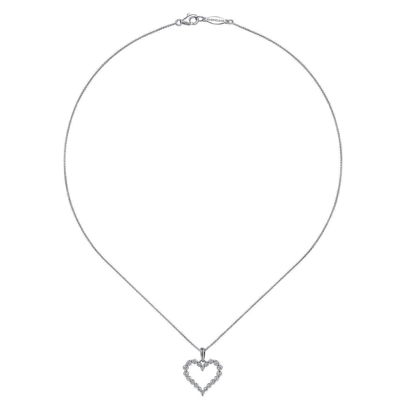 Diamond Heart Pendant in White Gold by Gabriel & Co.