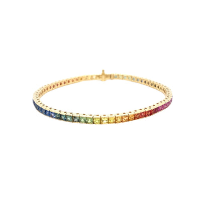 Rainbow Sapphire Bracelet in Yellow Gold