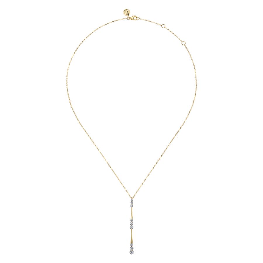 Diamond Drop "Y" Necklace in Yellow Gold by Gabriel & Co.