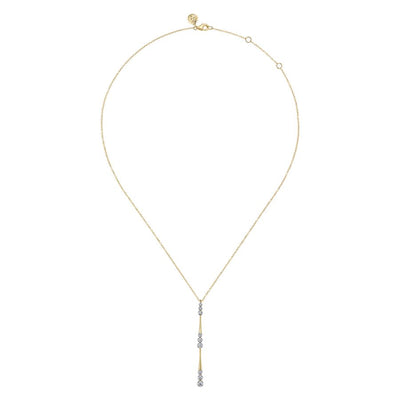 Diamond Drop "Y" Necklace in Yellow Gold by Gabriel & Co.