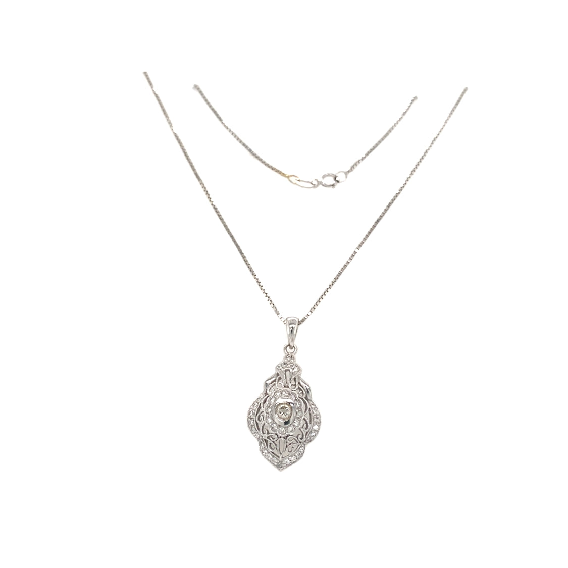 ESTATE Vintage Diamond Pendant in White Gold