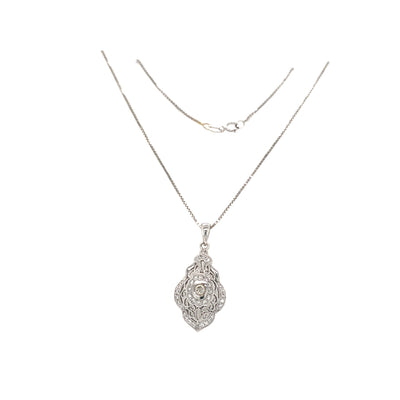 ESTATE Vintage Diamond Pendant in White Gold