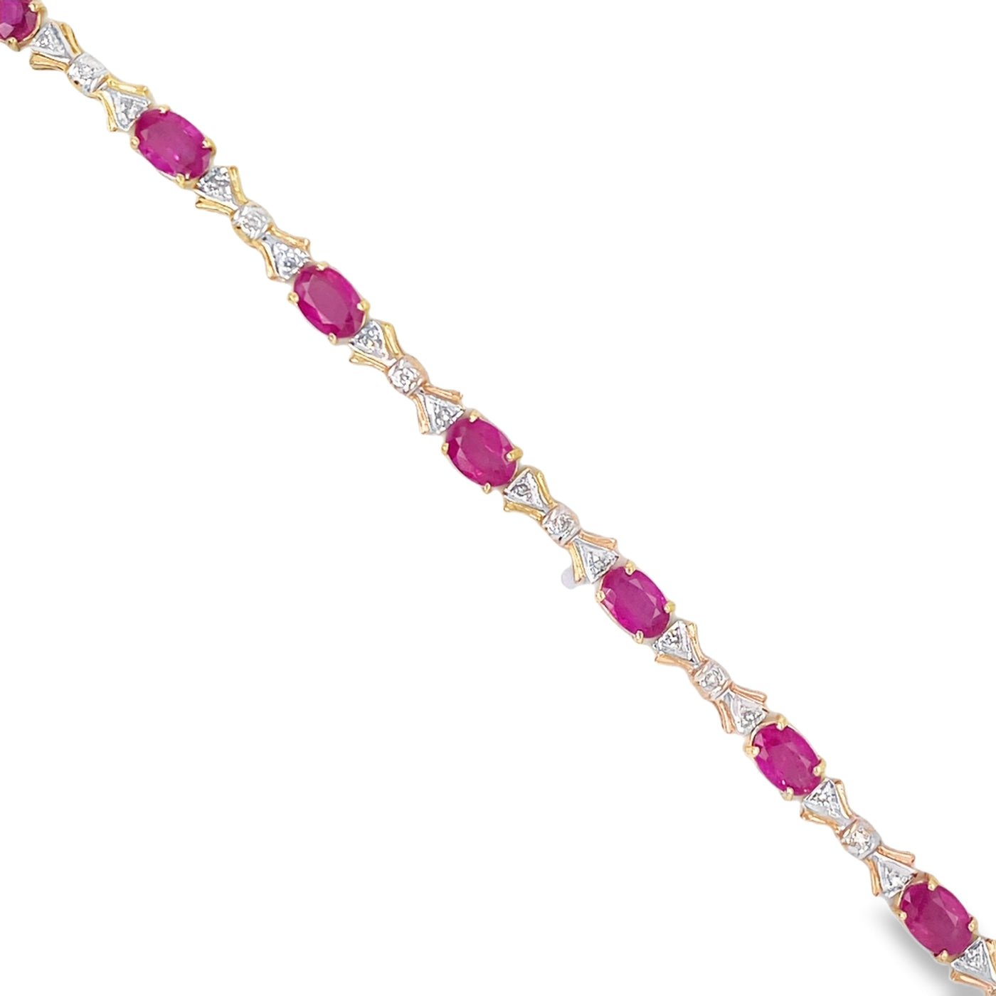 ESTATE Ruby and Diamond Bracelet in Yellow Gold