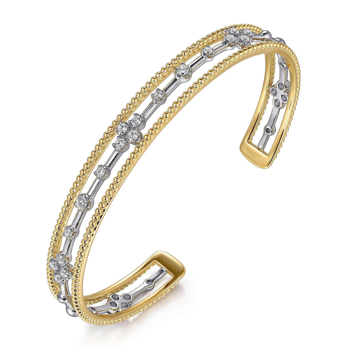Fancy Diamond Cuff in Two-Tone Gold by Gabriel & Co.