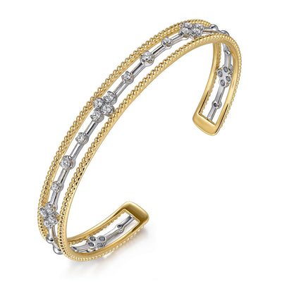 Fancy Diamond Cuff in Two-Tone Gold by Gabriel & Co.