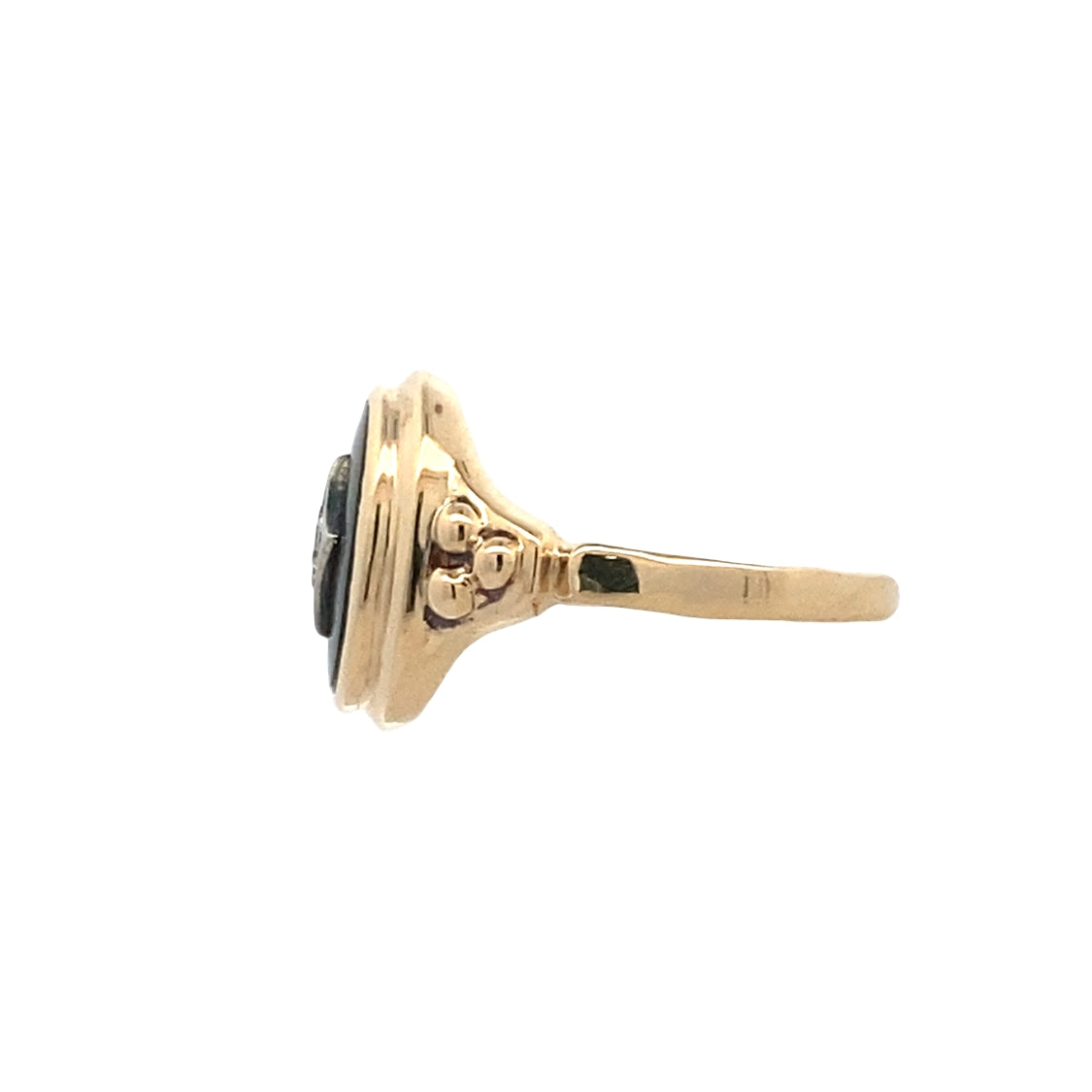 ESTATE Onyx & Diamond Ring in Yellow Gold