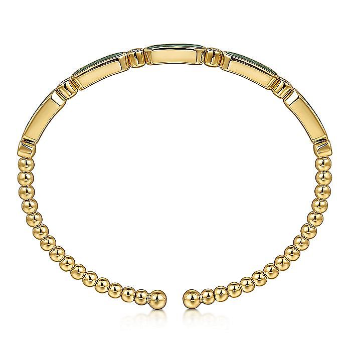 Malachite and Diamond Bangle in Yellow Gold by Gabriel NY