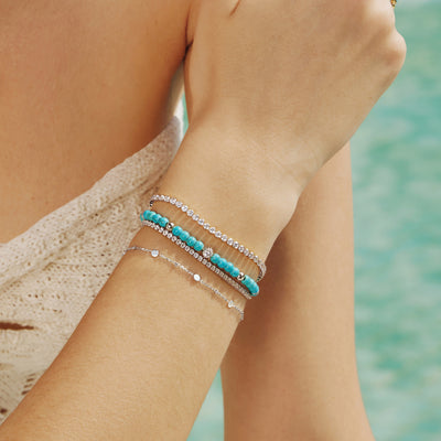 Turquoise and Bead Bracelet in Silver by Ania Haie
