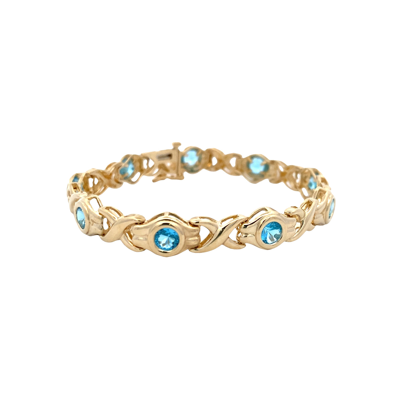 ESTATE Blue Topaz Bracelet ijn Yellow Gold