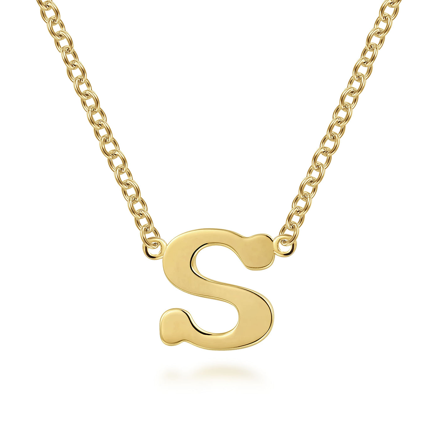 Initial “S” Link Necklace in Yellow Gold by Gabriel & Co.