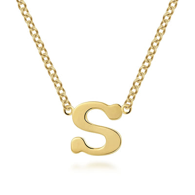 Initial “S” Link Necklace in Yellow Gold by Gabriel & Co.