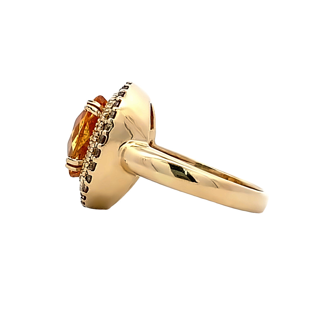 Levian Estate 14 Karat Yellow Gold Halo Style Citrine Ring