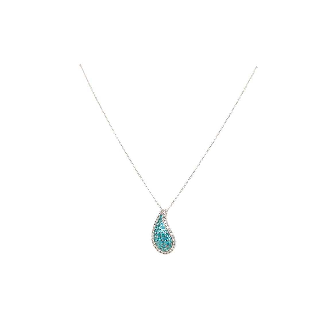 Paraiba Tourmaline and Diamond Pendant in White Gold by Simon G