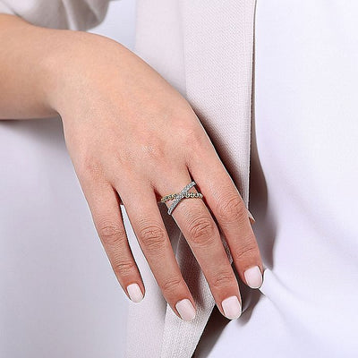 Gabriel & Co. 14 Karat Two-Tone Cross Over Style Round Diamond Fashion Ring - Lady's LR51628M45JJ