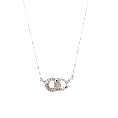 White Sapphire Interlocking Necklace in Silver by Gabriel & Co.