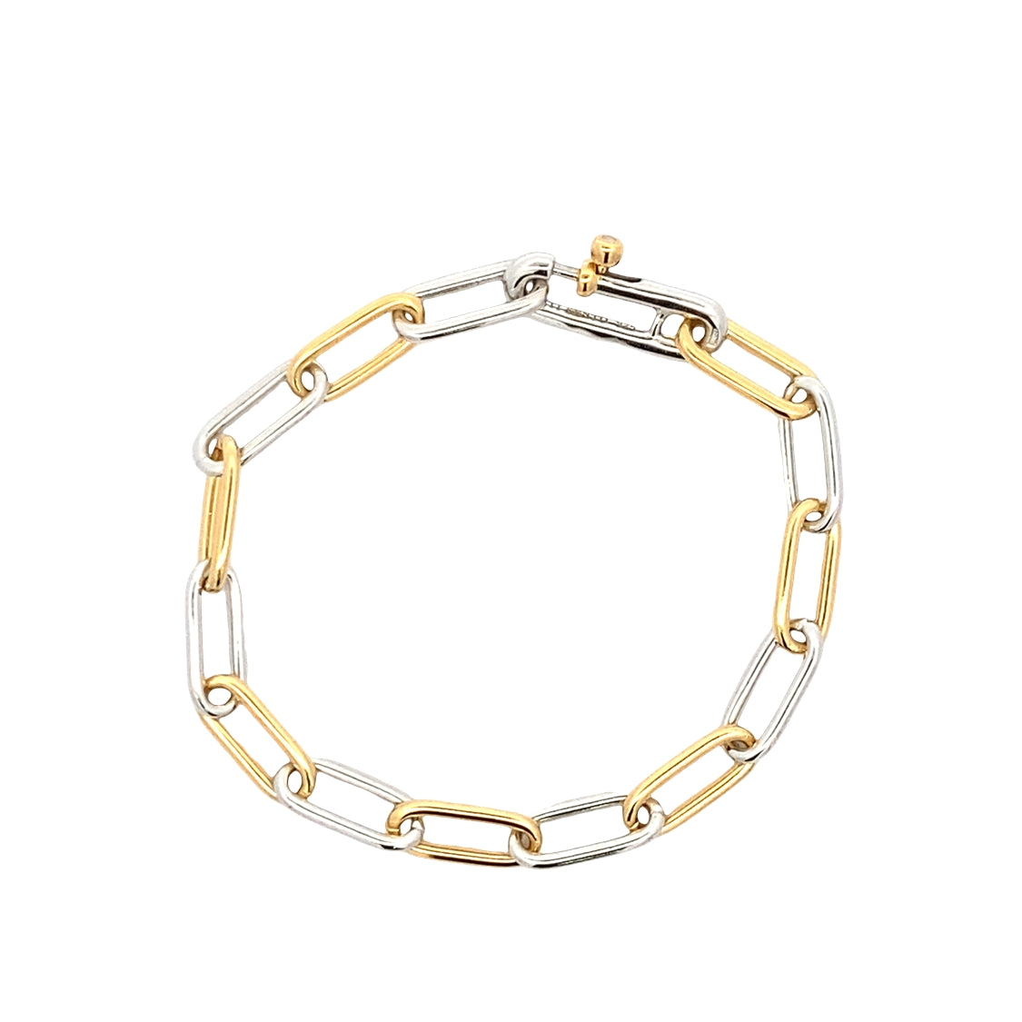 Link Bracelet in Two-Tone Sterling Silver with Gold Plating