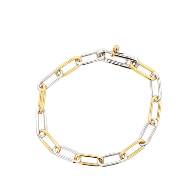 Link Bracelet in Two-Tone Sterling Silver with Gold Plating