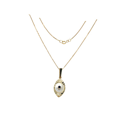 ESTATE MOP and Sapphire Evil Eye Pendant in Yellow Gold