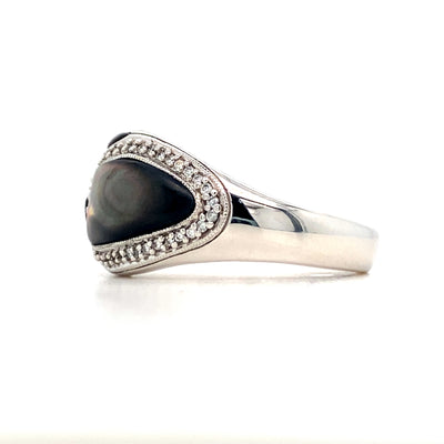 ESTATE Kabana MOP and Diamond Inlay Ring in White Gold