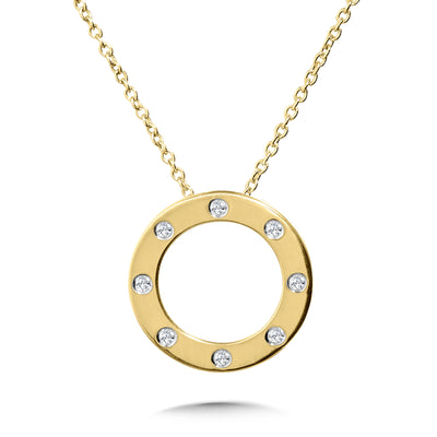 Circle Diamond Station Necklace in Yellow Gold