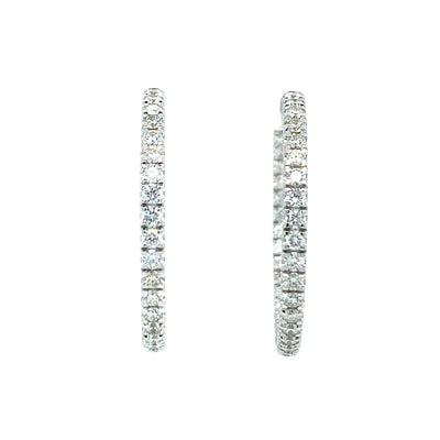 3ctw Inside/Outside Diamond Hoops in White Gold