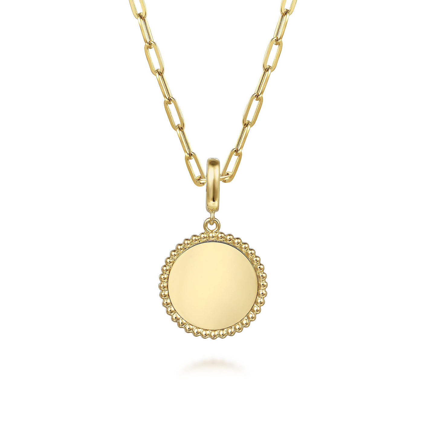 Beaded Medallion Pendant in Yellow Gold by Gabriel & Co.
