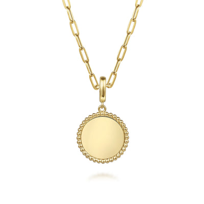 Beaded Medallion Pendant in Yellow Gold by Gabriel & Co.