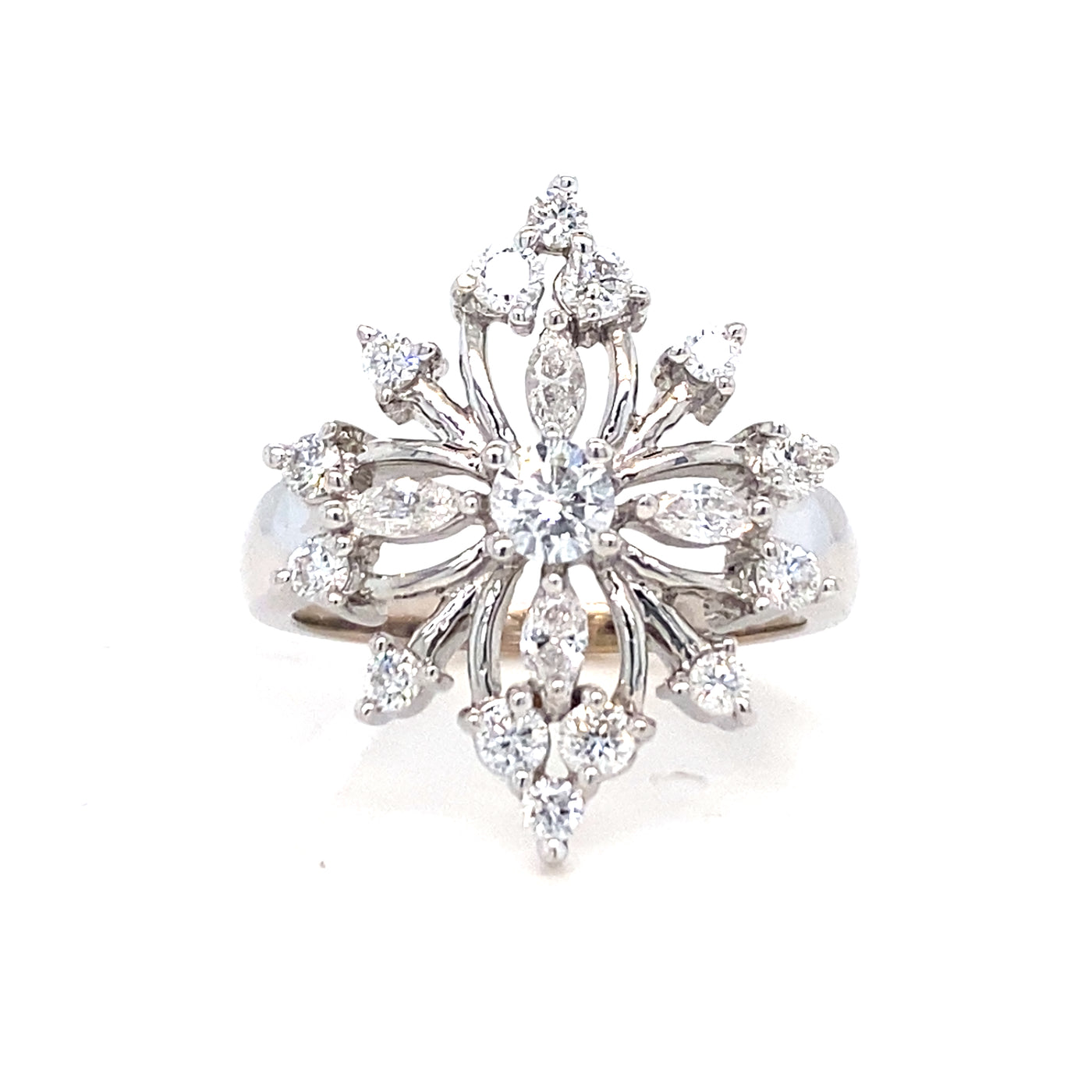 ESTATE Diamond Snowflake Ring in White Gold