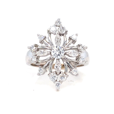 ESTATE Diamond Snowflake Ring in White Gold