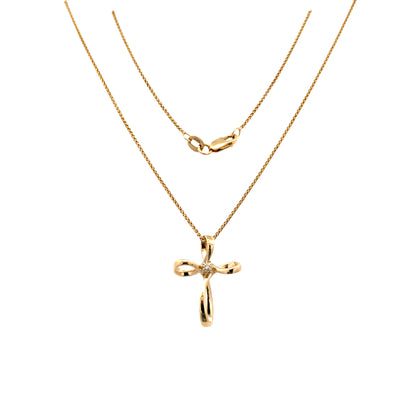 ESTATE Diamond Accented Cross Pendant in Yellow Gold